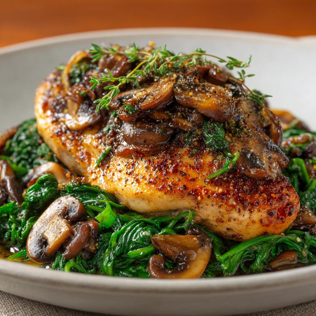 Baked Chicken with Spinach and Mushrooms - detail 1