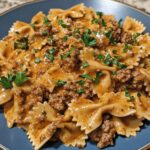 Cajun Cream Cheese Alfredo Bowties with Spiced Ground Beef
