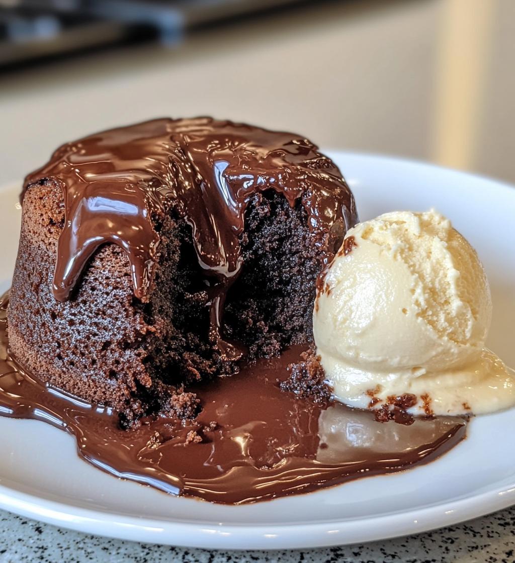 Decadent Chocolate Lava Cake with Vanilla Ice Cream in 12 Minutes
