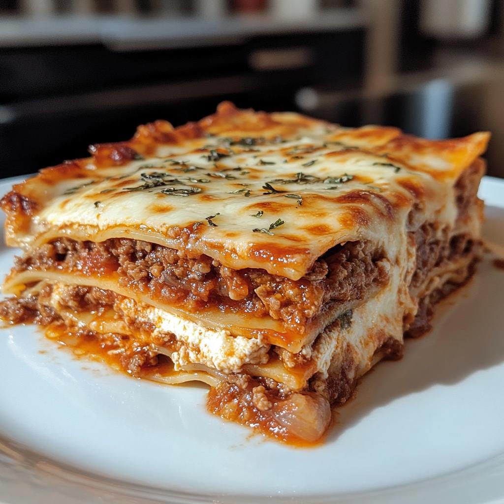 Irresistible Classic Homemade Lasagna with Melty Cheese in 3 Layers