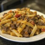 Creamy Cajun Beef Alfredo Velveeta Penne Pasta Recipe