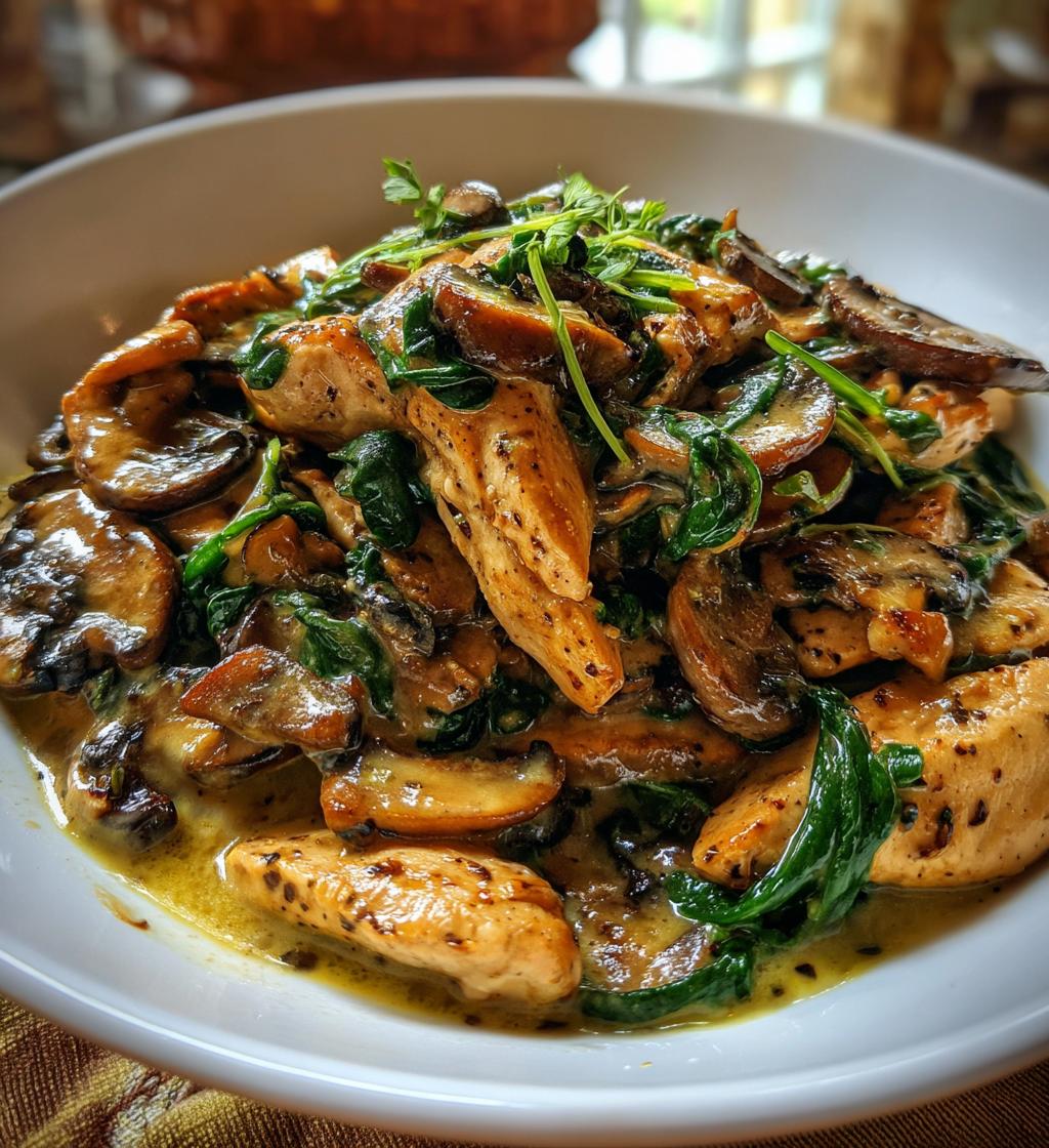 25-Minute Creamy Chicken Mushroom Spinach Skillet Magic