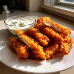 Crispy Chicken Strips with Garlic Dip