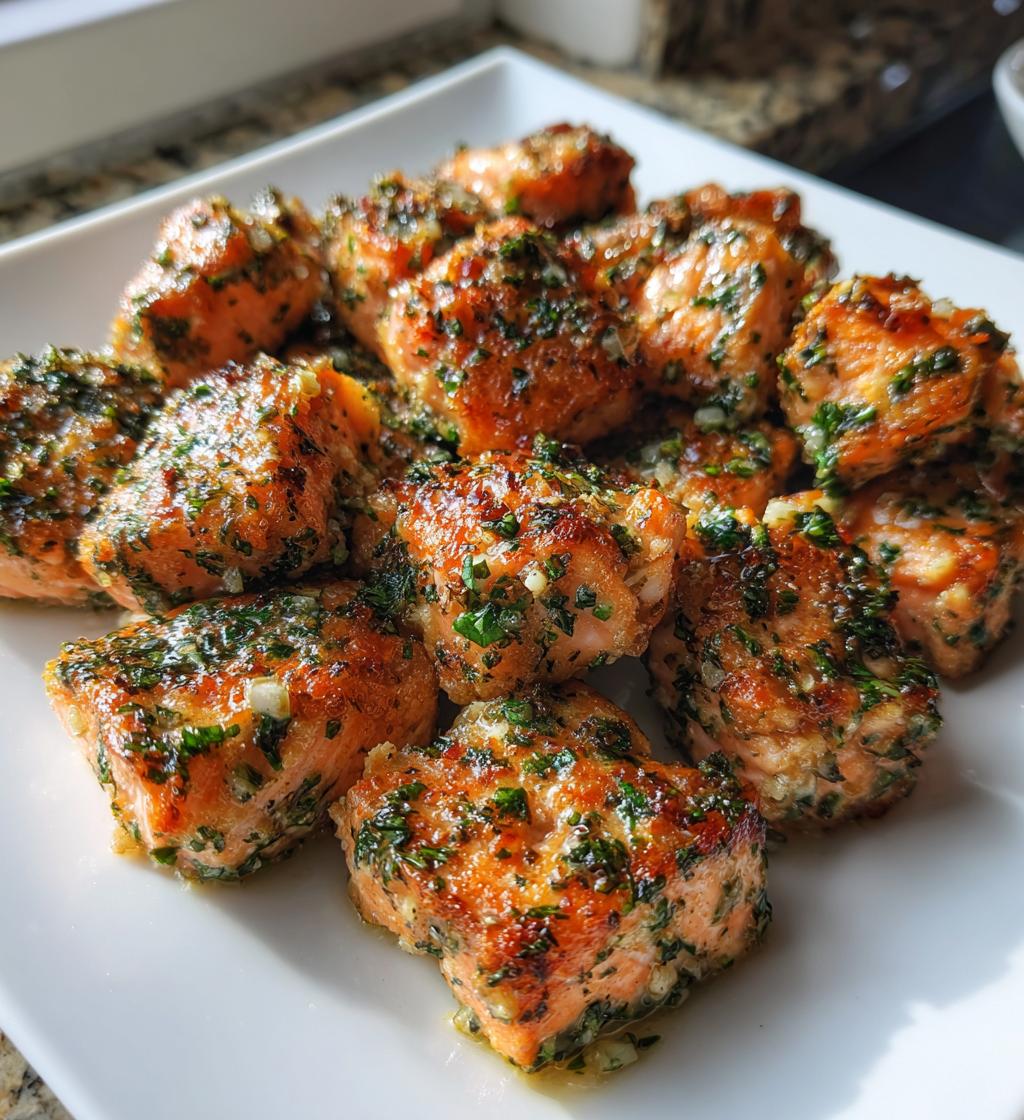 15-Minute Crispy Garlic Butter Salmon Bites – Irresistible Flavor!