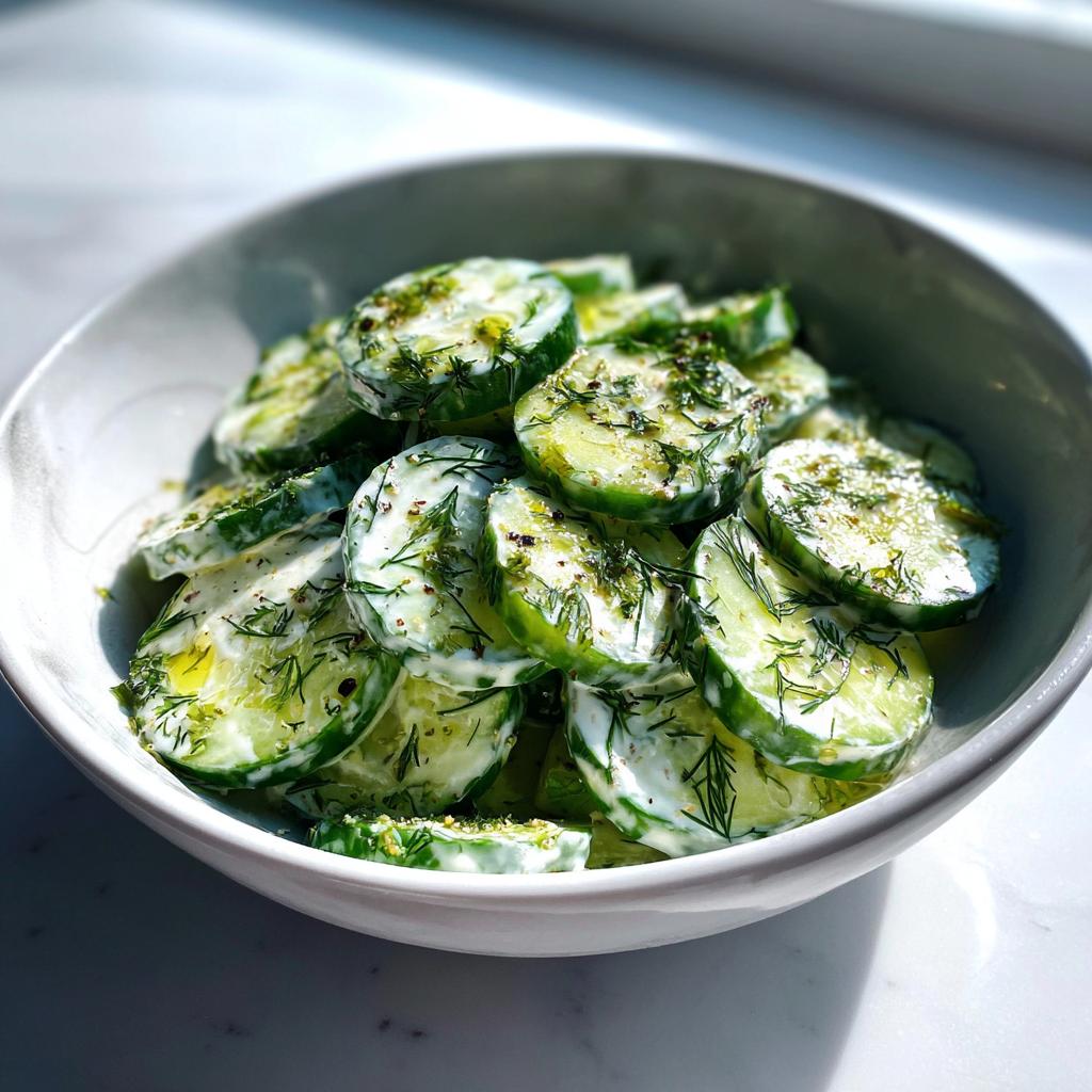15-Minute Cucumber Dill Salad with Yogurt Dressing | Refreshing!