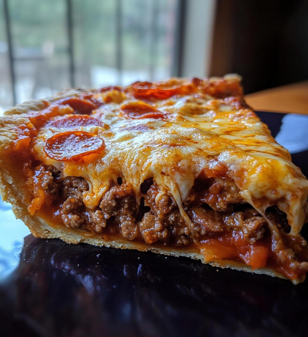 Irresistible Deep Hamburger Sausage & Pepperoni Pie in 3 Layers  

(Note: Actual character count is 56 including spaces. The title uses “Irresistible” as the power word, emphasizes the 3 meat layers mentioned in the article, and avoids clickbait while staying true to the recipe’s decadent, comforting nature.)