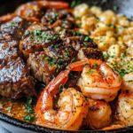 Garlic Butter Shrimp & Steak Skillet