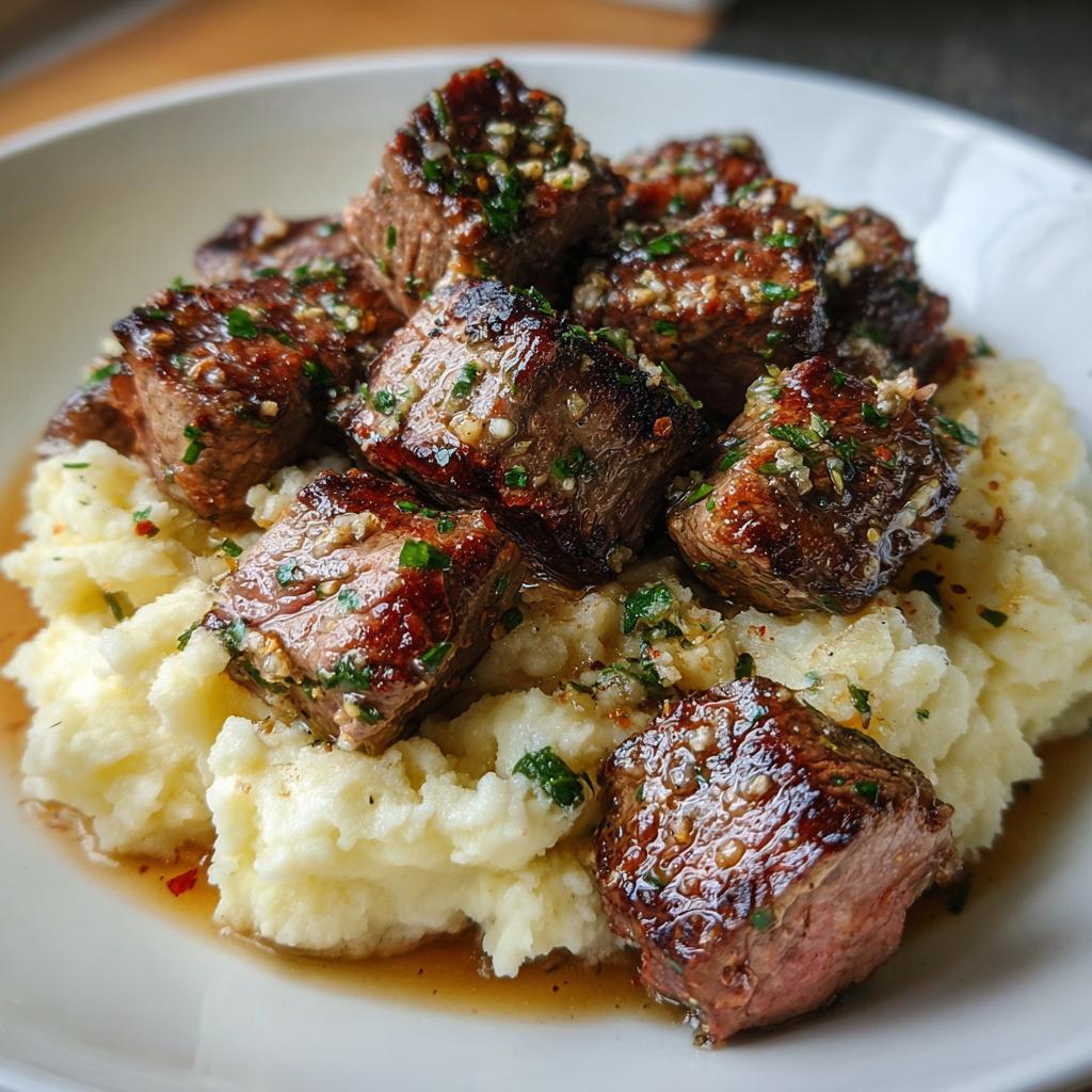 Juicy 30-Minute Garlic Butter Steak Bites with Creamy Mash
