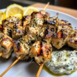Greek Lemon Chicken Skewers with Tzatziki Sauce