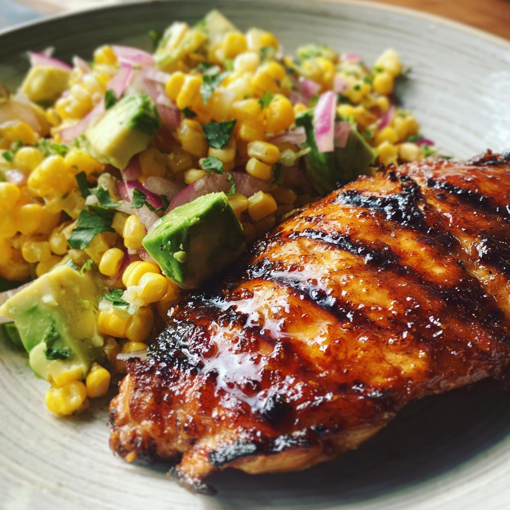 30-Minute Grilled Hot Honey Chicken with Sweet Corn Salad