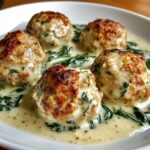 How To Make Baked Chicken Ricotta Meatballs with Spinach Alfredo Sauce
