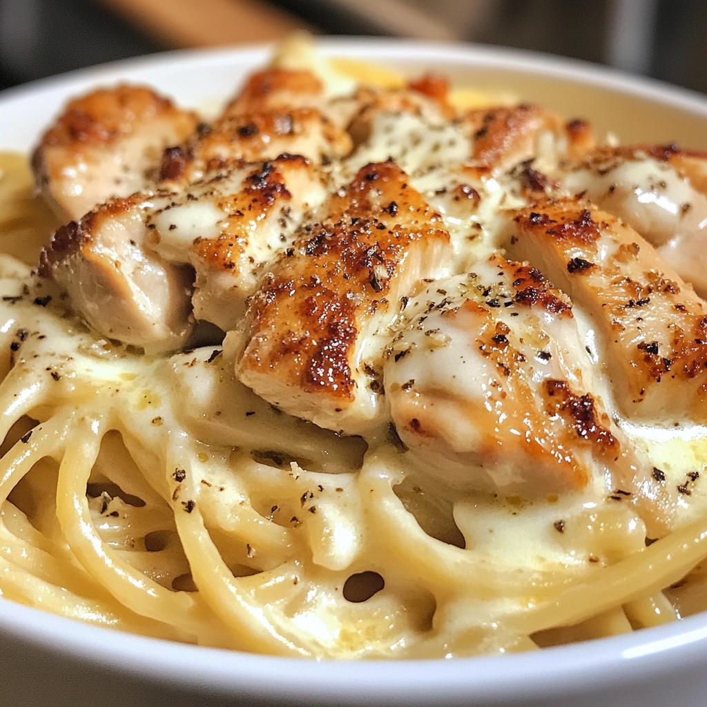 One-Pot Chicken Linguine with Garlic Mozzarella Sauce