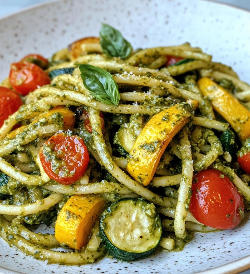 Creamy Pesto Pasta with 20-Minute Roasted Vegetables | Blissful Bites