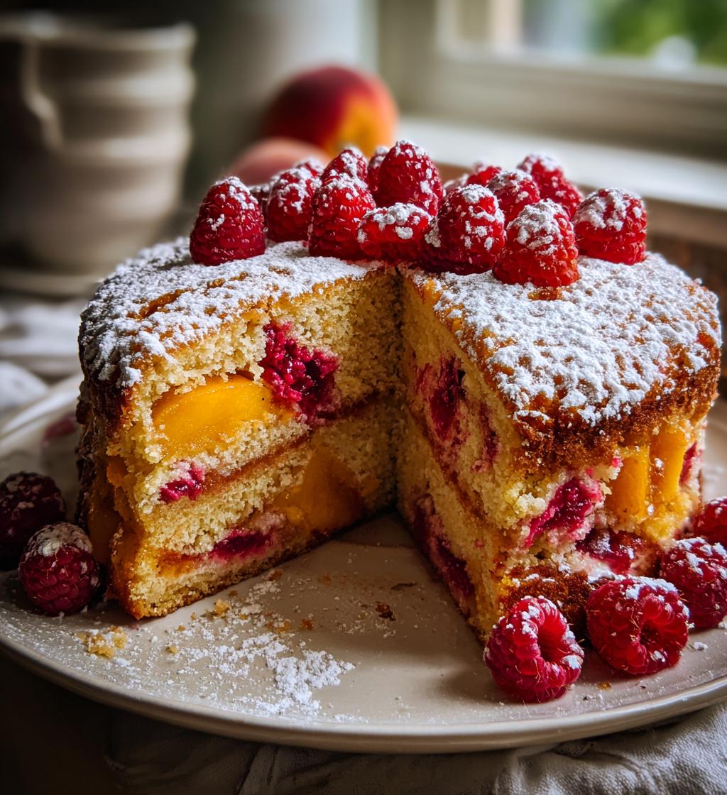 Raspberry Peach Greek Yogurt Cake - detail 1