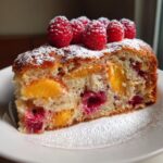 Raspberry Peach Greek Yogurt Cake