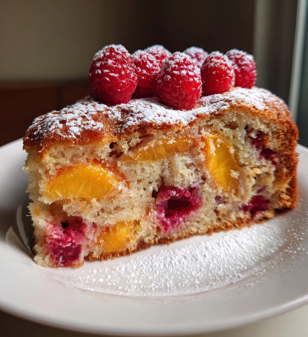Irresistible Raspberry Peach Greek Yogurt Cake in 50 Minutes