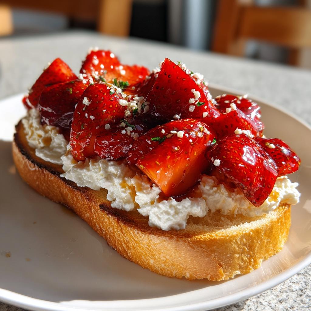 Roasted Strawberry Whipped Ricotta Toast