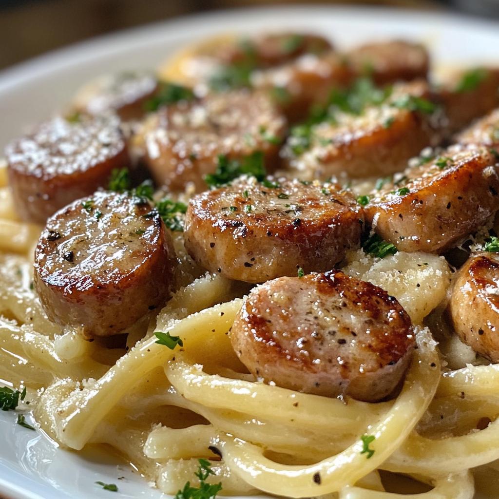 30-Minute Sausage with Garlic Butter and Creamy Parmesan Pasta Bliss
