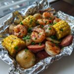 Shrimp, Corn, Potatoes, and Smoked Sausage Foil Pack