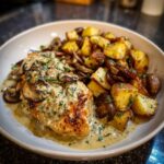 chestnut garlic Greek chicken Alfredo with sage potatoes mushroom basil pesto cream