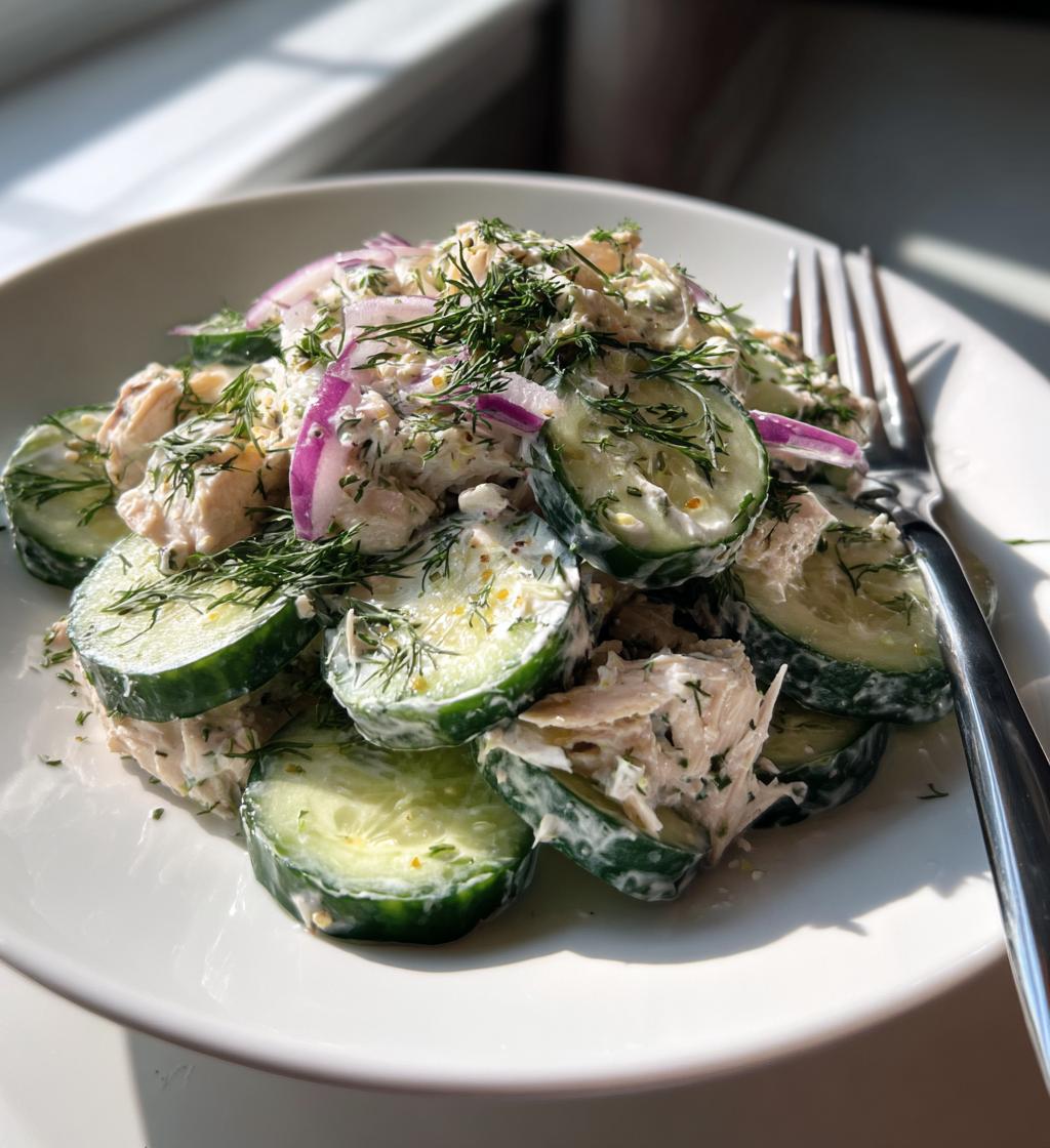 fresh cucumber chicken salad - detail 1