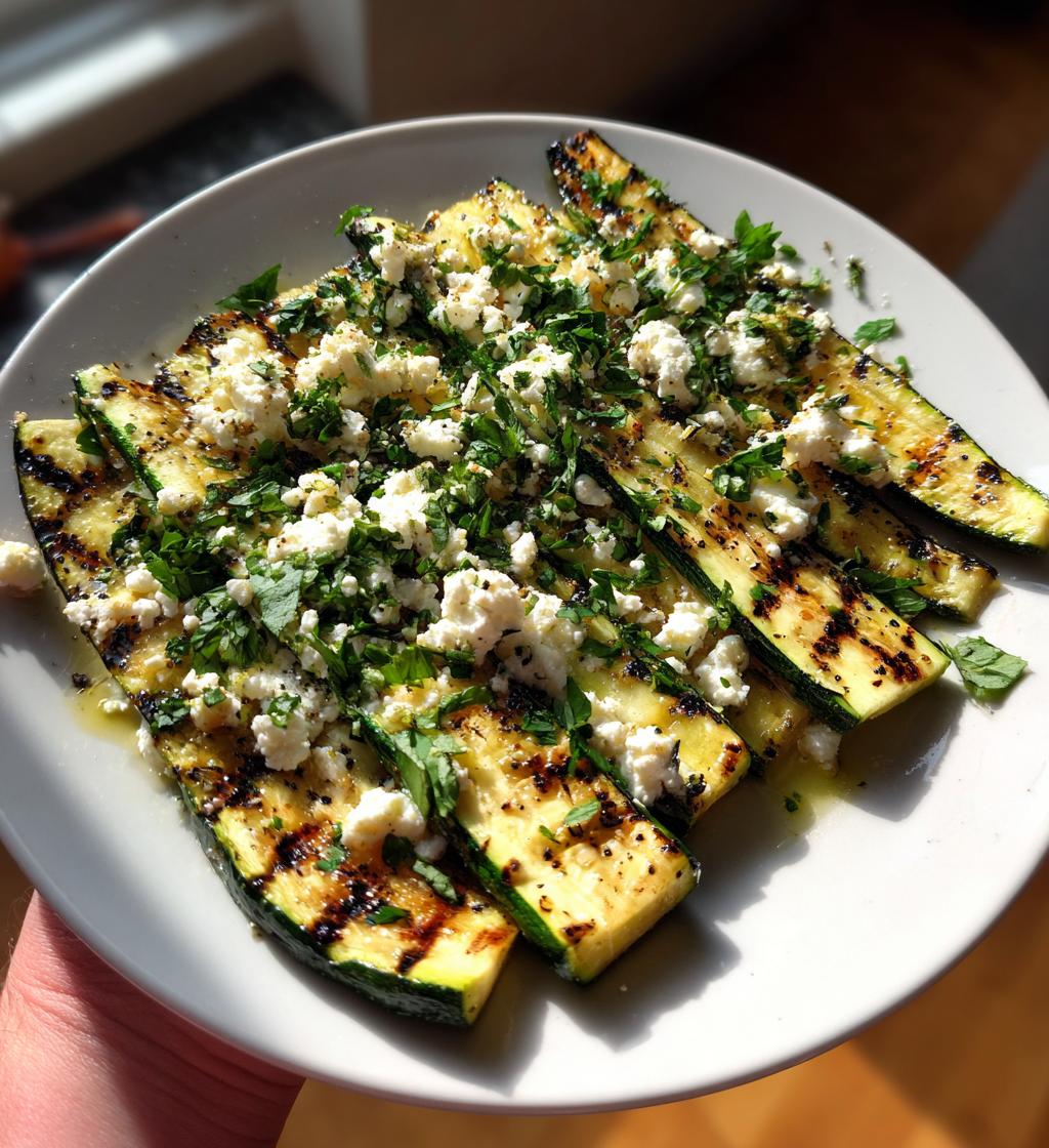 grilled zucchini with feta basil - detail 1