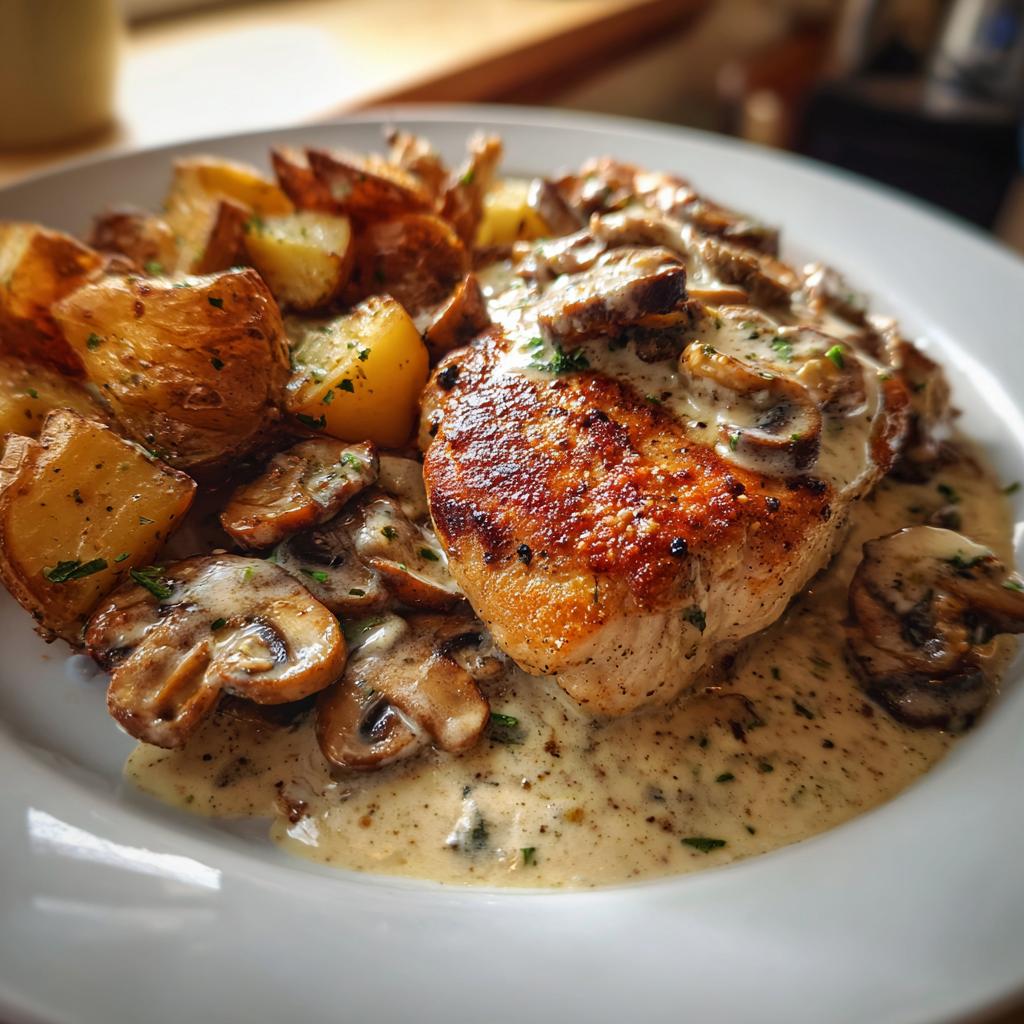 35-Minute Mouthwatering Chestnut Garlic Greek Chicken Alfredo Delight