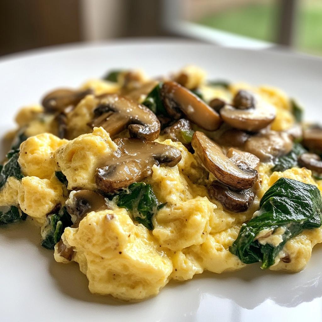 10-Minute Mushroom Spinach Scrambled Eggs Recipe – Heavenly!