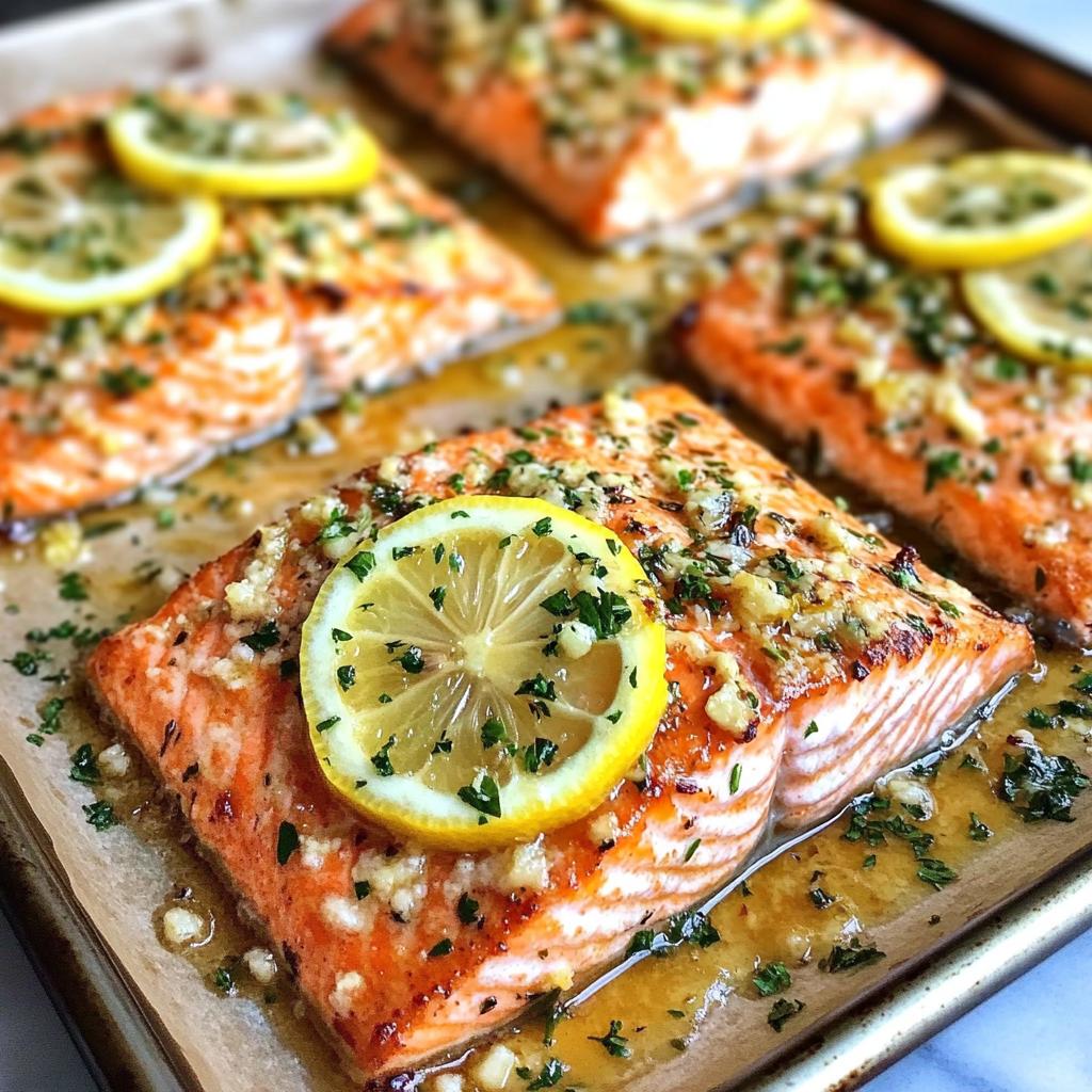 20-Minute Sheet Pan Lemon Garlic Butter Salmon Bliss