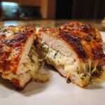 Cheese garlic butter stuffed chicken breast