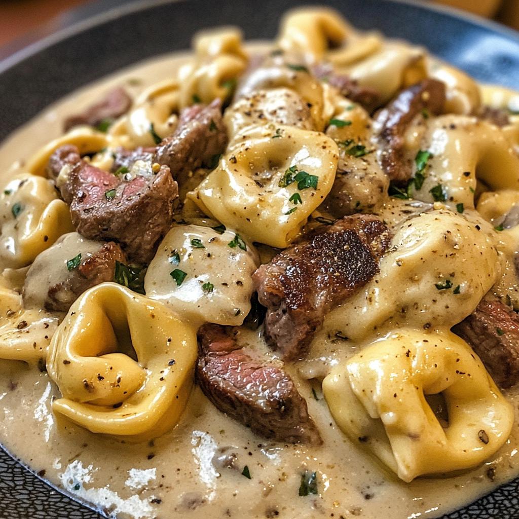 Cheesesteak Tortellini in Rich Provolone Sauce