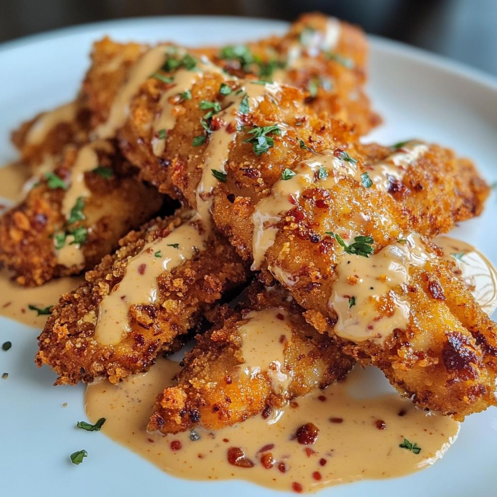 Chicken strips with creamy chorizo sauce