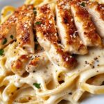 Creamy Alfredo Chicken Pasta with Parmesan Fries