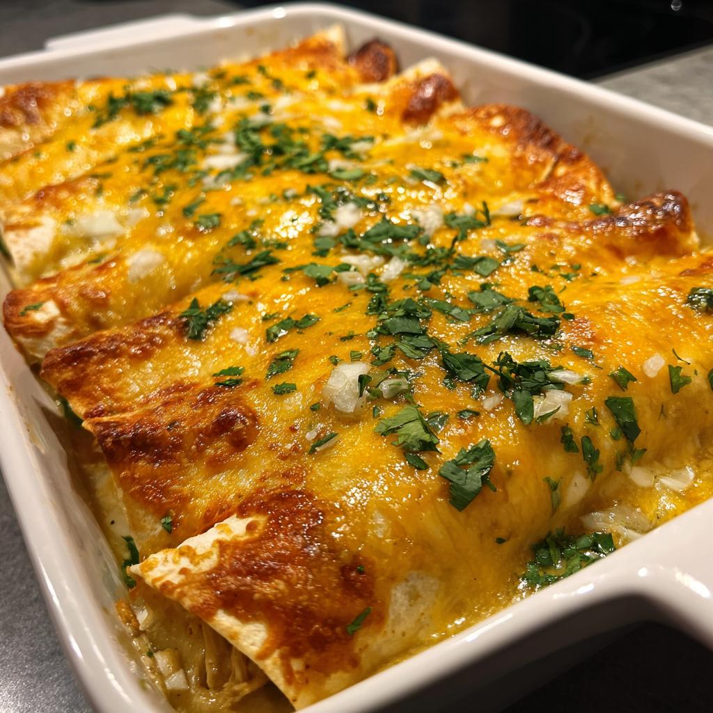 Creamy Green Chile Chicken Enchiladas