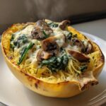 Creamy Spinach and Mushroom Stuffed Spaghetti Squash