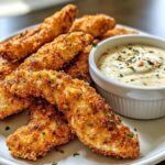 Crispy Chicken Fingers with Creamy Garlic Dip