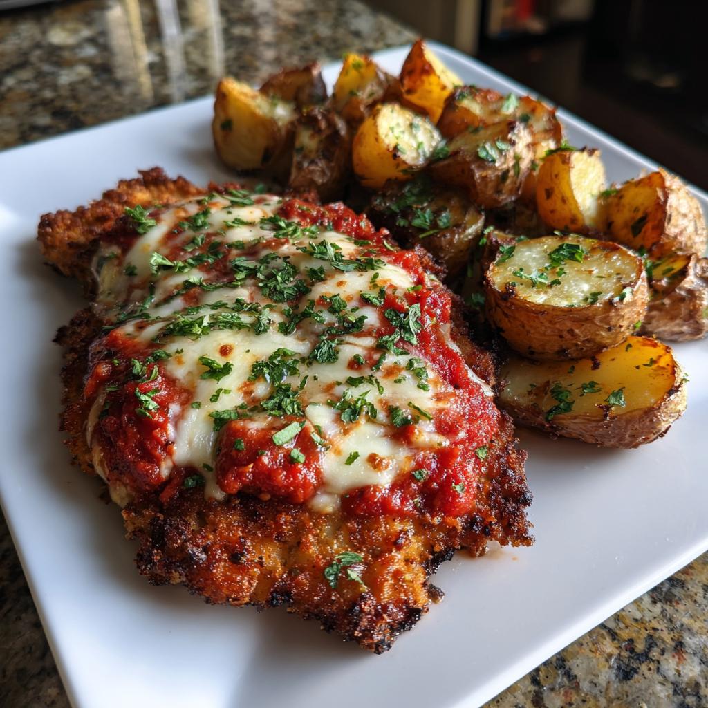 Crispy Chicken Parmesan with Garlic Butter Potatoes