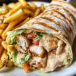 Crispy Chicken Wraps with Garlic Sauce and Fries