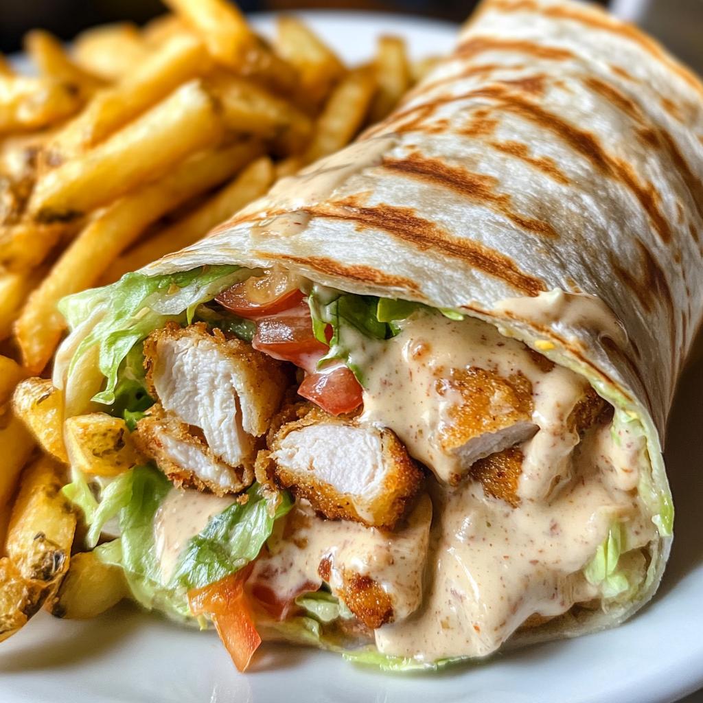 Crispy Chicken Wraps with Garlic Sauce and Fries