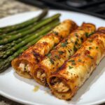 Crunchy Oven-Baked Chicken Taquitos with Grilled Asparagus