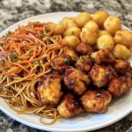 Easy Chicken Lo Mein with Crispy Potato Bites