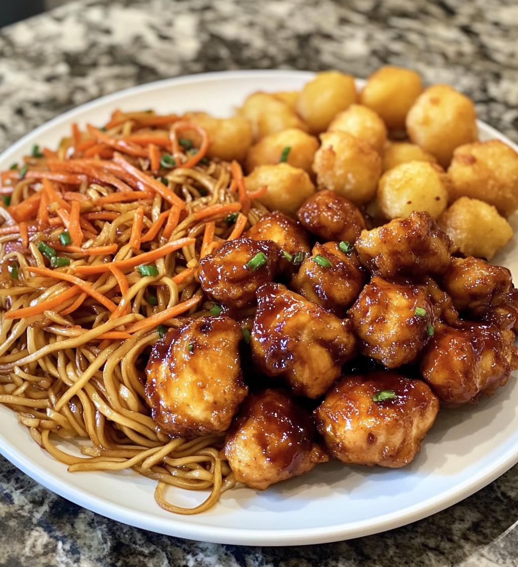 Easy Chicken Lo Mein with Crispy Potato Bites