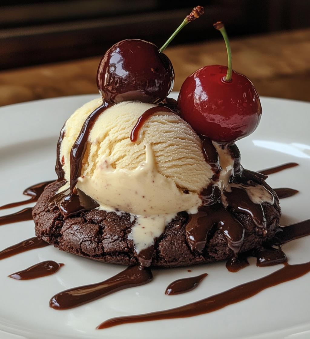 Irresistible Fudgy Chocolate Cookies With Ice Cream & Cherries