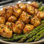 Garlic Butter Chicken Bites with Roasted Asparagus