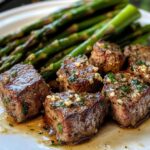 Garlic Butter Steak Bites with Parmesan Asparagus
