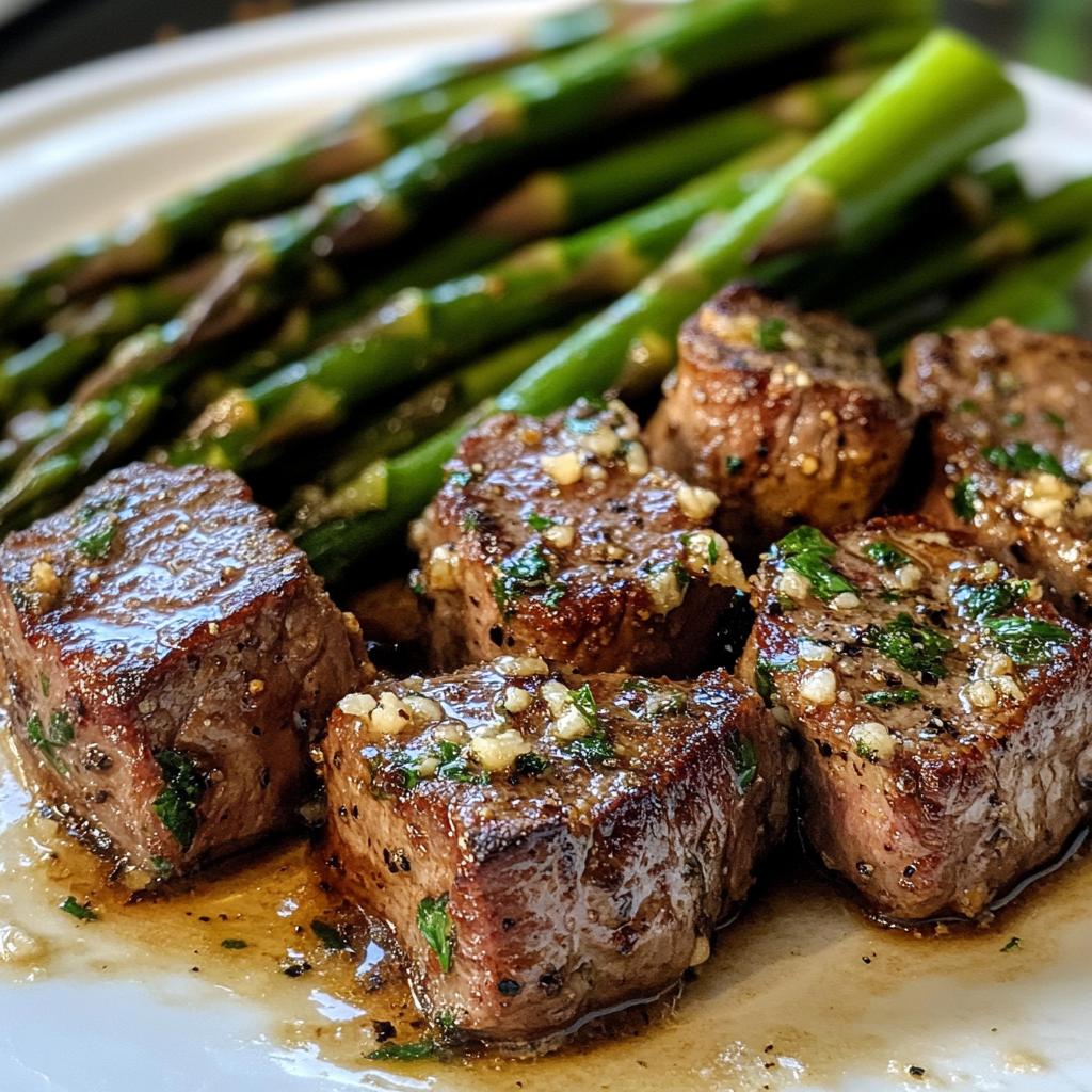 Garlic Butter Steak Bites with Parmesan Asparagus