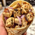 Greek Chicken Souvlaki Wraps with Lemon-Garlic Sauce