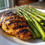 Grilled Lemon Garlic Chicken with Buttered Asparagus