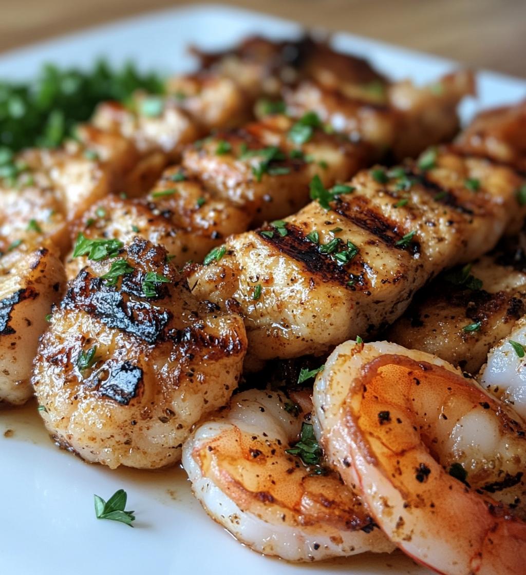Grilled Shrimp and Chicken Plate with Garlic Butter