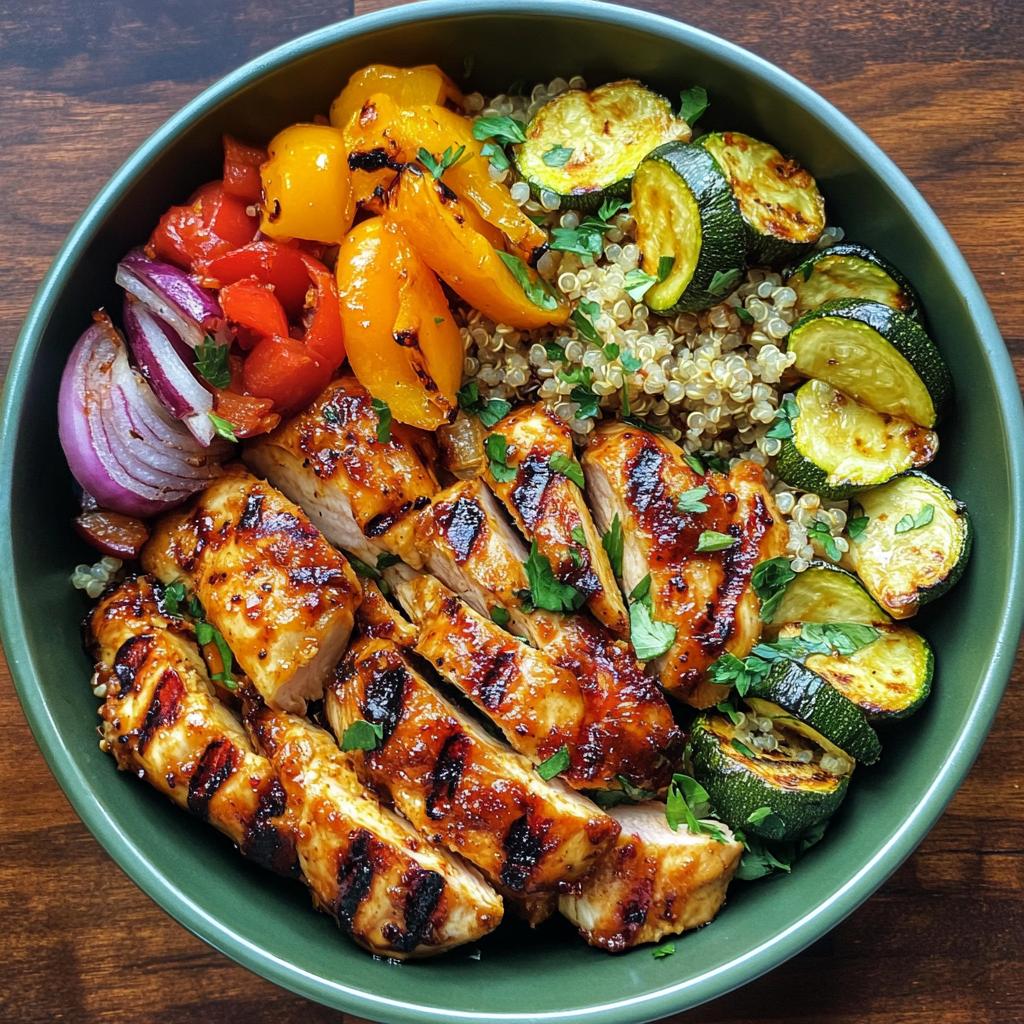 Honey Mustard Chicken Bowl with Grilled Vegetables